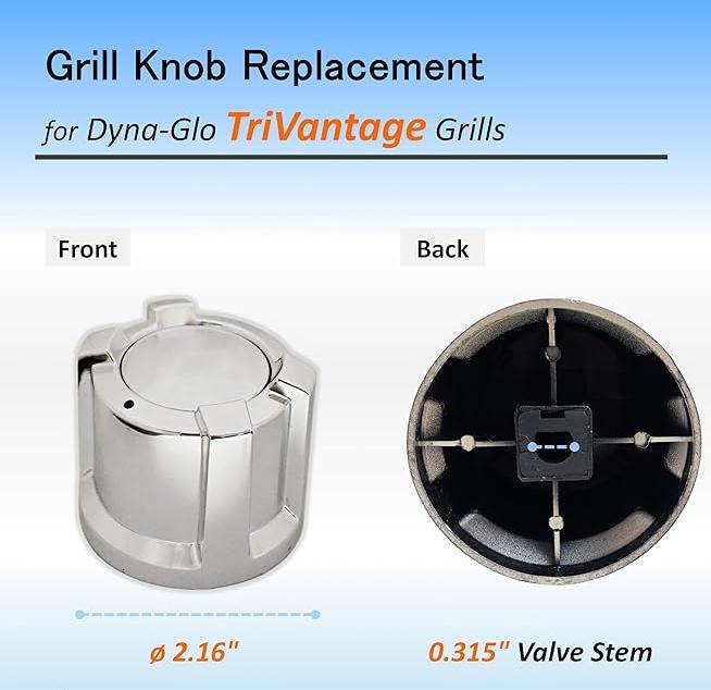 2.2“ Control Knob Replacement for Dyna-Glo TriVantage Propane Gas Grills,for dyna-glo Grill Replacement knobs,4 Pack