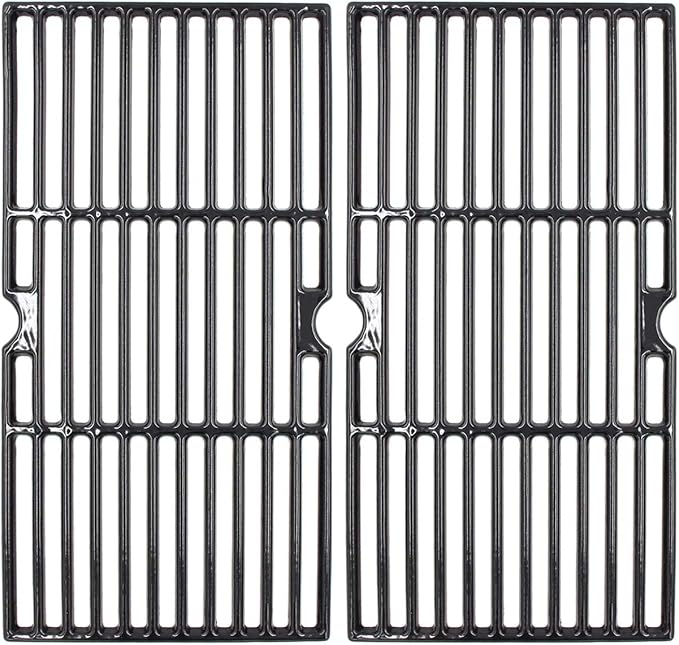 18 3/16" Polished Porcelain Coated Cast Iron Gas Grill Grates for Char-Broil Signature 463675517 Cabinet 350 2-Burner Gas Grill in Black/Stainless Steel, Enamel Coating Grill Grids, G422-0013-W1