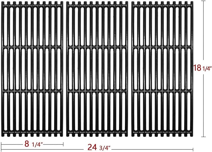 18 1/4 x 24 3/4 Inch Porcelain Cast Iron Cooking Grill Grates for Charbroil 463241314, 463241313, 463247109, 466241313, 466241314, 466242014, 466242314, Tru-Infrared 3 Burner Grills