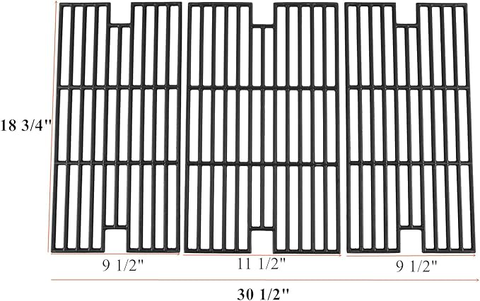 18.75 Inch Cast Iron Cooking Grid Grates for BBQ Tek GSC3219TN, GSC3219TA, Members Mark B09SMG-3, BQ05046-6, Outdoor Gourmet B10SR10-C, BQ05037-2 Grills -3 Pack