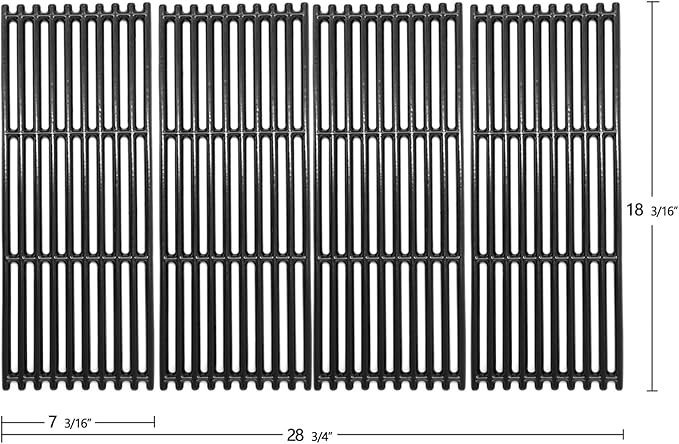 18 1/4 x 28 3/4" Polished Porcelain Cast Iron Grill Grates for Charbroil Tru-Infrared 4 Burner 463241413, 463241414, 466241414, 466242414, 463268107, 463244819, tuscany CS784LP, Cuisinart Model