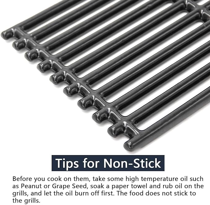 18 1/4 x 28 3/4" Polished Porcelain Cast Iron Grill Grates for Charbroil Tru-Infrared 4 Burner 463241413, 463241414, 466241414, 466242414, 463268107, 463244819, tuscany CS784LP, Cuisinart Model