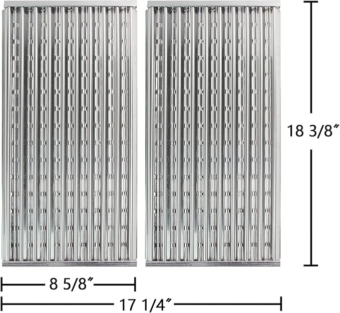 18 3/8" Stainless Steel Tru-Infrared Emitter Grates for 2 Burner Charbroil Grills 466246910 463243812 463243911 463273614 463246910 466247110 463246909 463241013 463241014 466241013, 2-pk