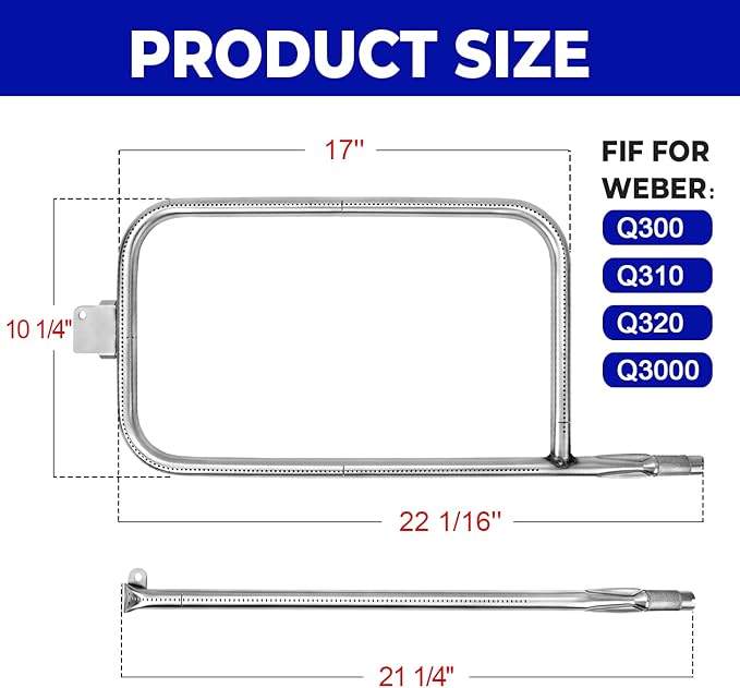 60032 Grill Burner Tube for Weber 65032 Q300 Q320 Q3000 Q3200 Series Grills, 60036 Grill Burner Tube Set Replacement for Weber 404341 57060001 586002