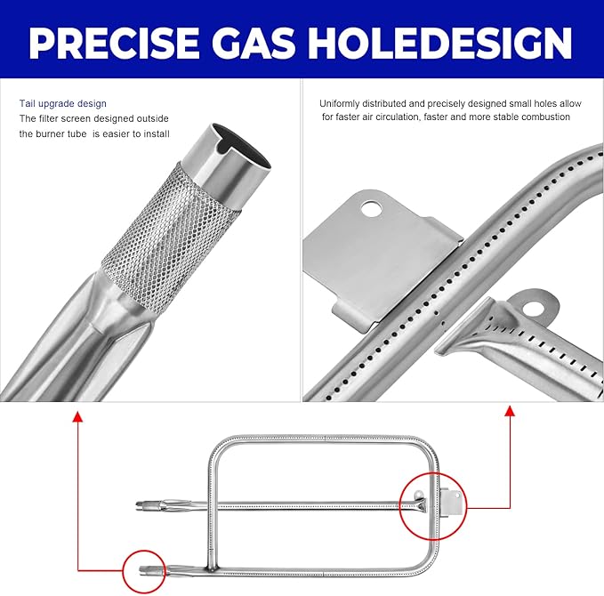 60032 Grill Burner Tube for Weber 65032 Q300 Q320 Q3000 Q3200 Series Grills, 60036 Grill Burner Tube Set Replacement for Weber 404341 57060001 586002