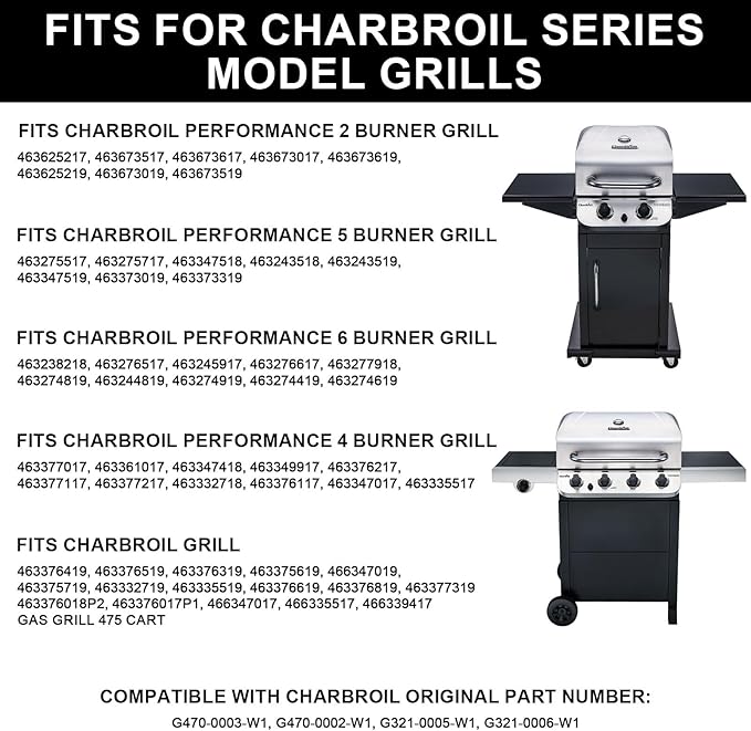 Cast Iron Grill Grates for Charbroil Performance 2 Burner Grill 463625219, 463625217, G470-0002-W1, G321-0006-W1, G321-0005-W1, G470-0003 -W1, Replacement Parts for Char Broil Grill Grates Replacement