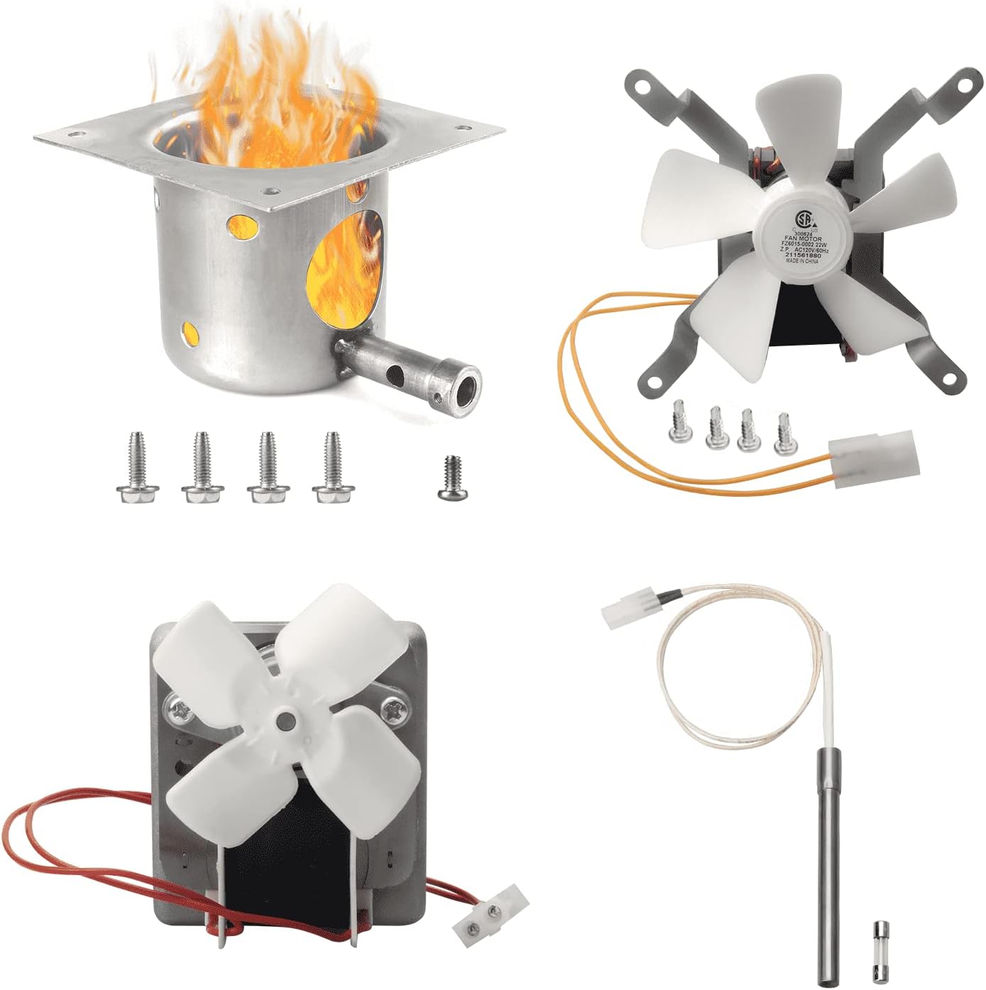 Upgrade Replacement Parts Kit for Pit Boss and Traeger Pellet Grill Smoker, Include Auger Motor, Induction Fan, Igniter Hot Rod with Fuse, Fire Pot with Screws