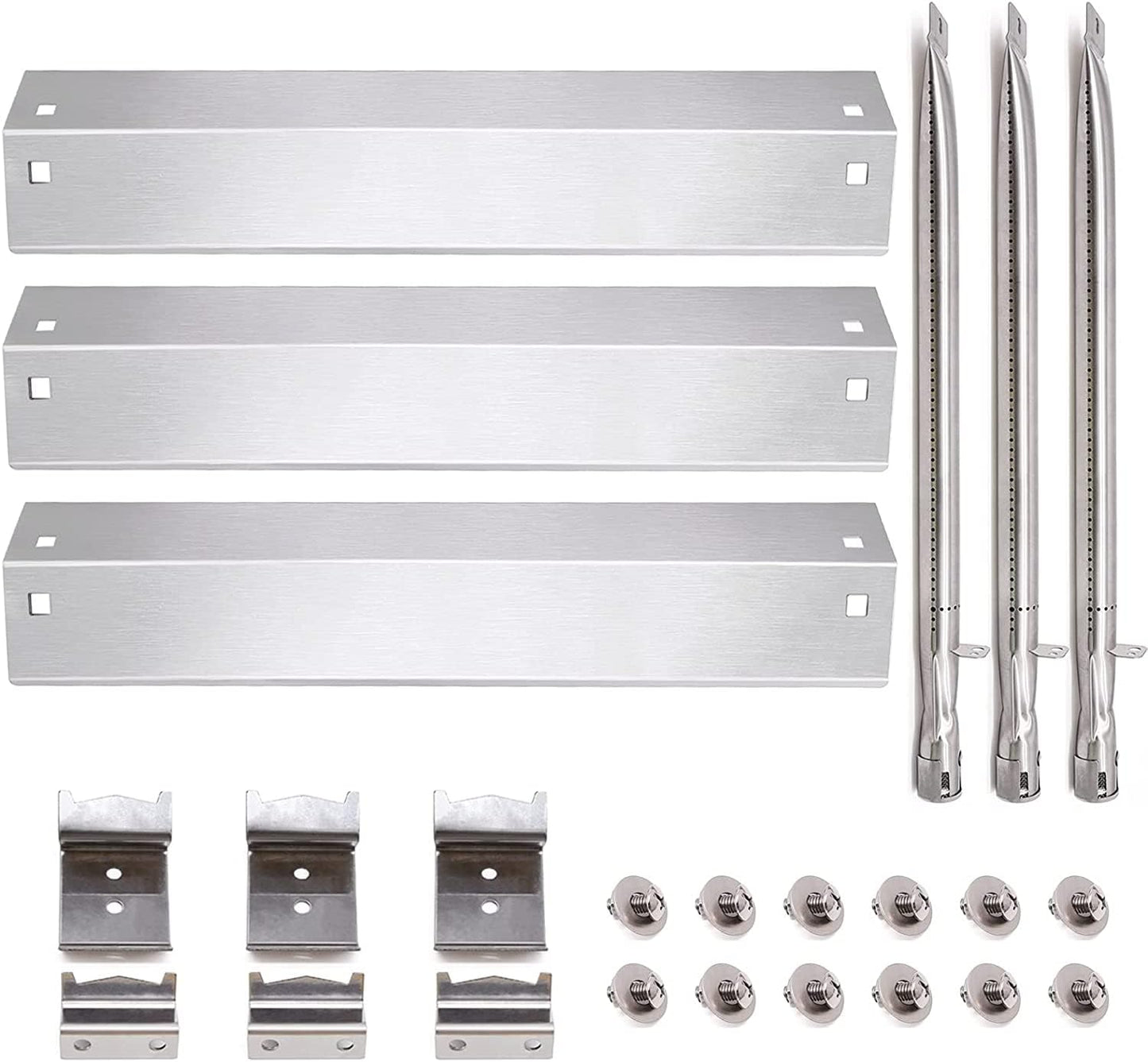 Grill Repair Kit for Chargriller 5050, 5650, 3001, 3030, 5072, 3008, 4000, 5252 Grill Models, Stainless Steel Heat Plates, Burner Tubes, Hanger Brackets