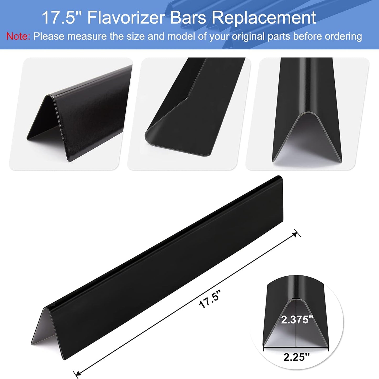 17.5 inch 7620 7621 Flavorizer Bars for Weber Genesis 300 Series, E310, S310, E320, E330, S330, EP310, EP320, EP330 Grill with Front-Mounted Control