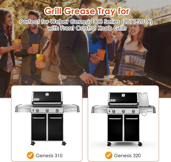62757 Grease Tray for Weber Genesis 300 Series with Up Front Controls, Drip Pan Tray for Genesis S310 S320 S330 E310 E320 E330 Drip Pan Grease Tray