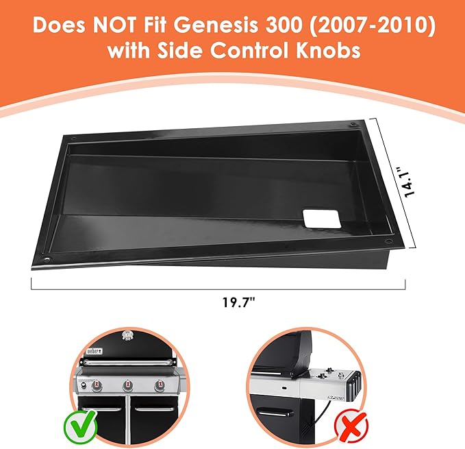 62757 Grease Tray for Weber Genesis 300 Series with Up Front Controls, Drip Pan Tray for Genesis S310 S320 S330 E310 E320 E330 Drip Pan Grease Tray