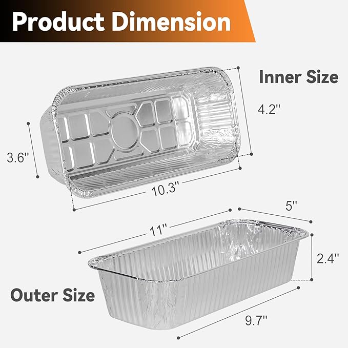 (40-Pack) 6417 6498 Grill Drip Pans for Weber SmokeFire, Summit, Genesis Series, 11 x 5 Inch Disposable Aluminum Foil Grease Tray Liners