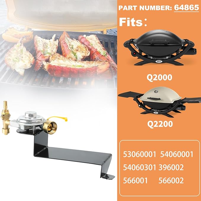 64865 Gas Grill Valve Regulator Assembly for Weber Q2000 Q2200 Series Replacement Parts for Weber 53060001 54060301 396002 566001 566002 54060001