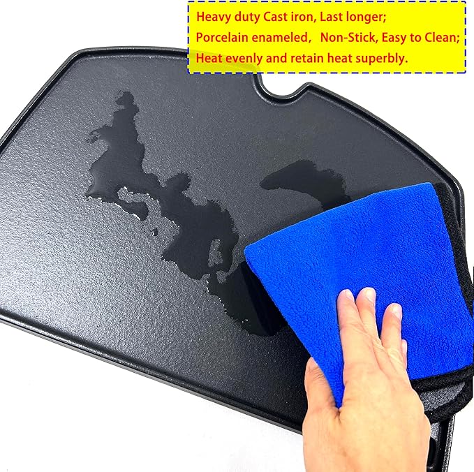 6506 Cast Iron Griddle for Weber Q300 Q320 Q3000 Q3100 Q3200 Series Gas Grills Part, for Weber 57060001 586002 426001 56010049 404341, 1 Piece