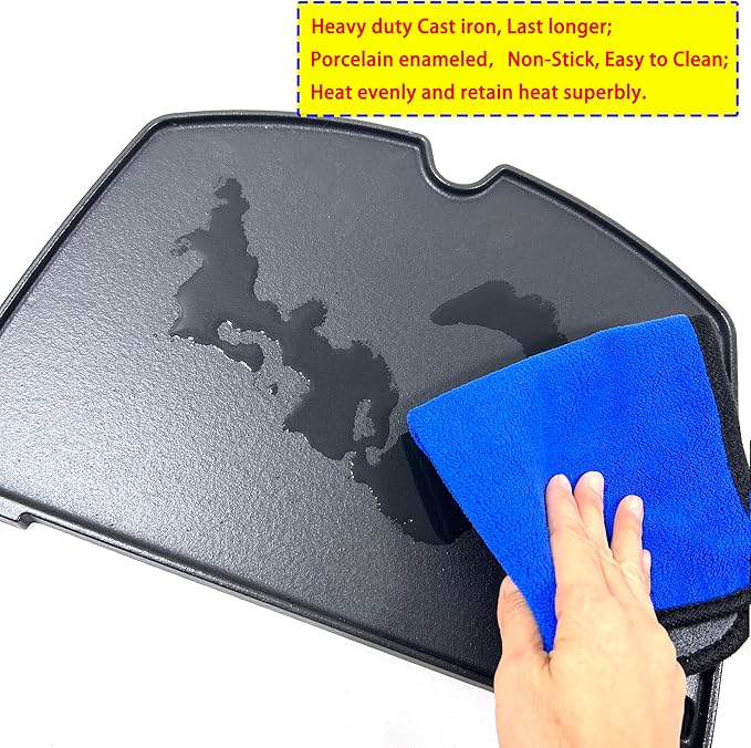 6559 Cast Iron Cooking Griddle for Weber Q200 Q220 Q240 Q260 Q2000 Q2200 Q2400 Series, Gas Grills Griddle Fits 396001 396002 394001 566014 566001