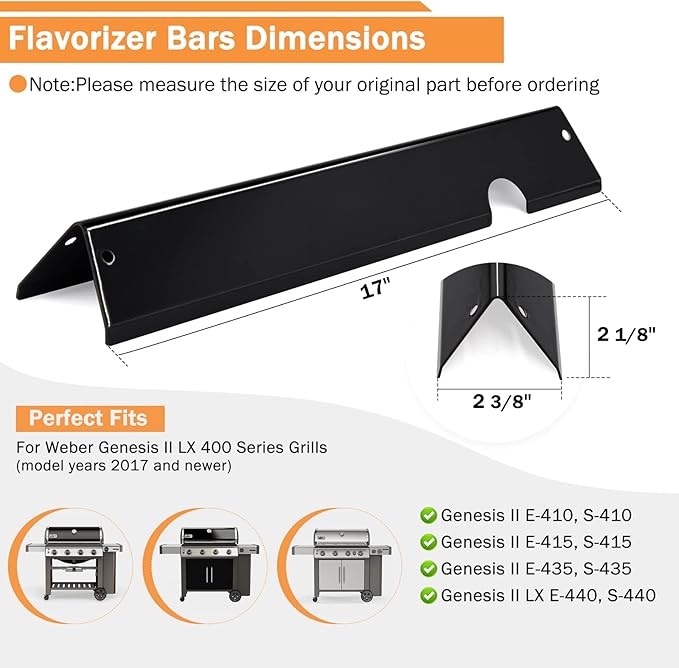 66033/66797 Flavorizer Bars for Weber Genesis II/LX 400 Series, Genesis II E-410 S-410 E-435 S-435, Genesis II LX S-440 Gas Grill, 7 Pack