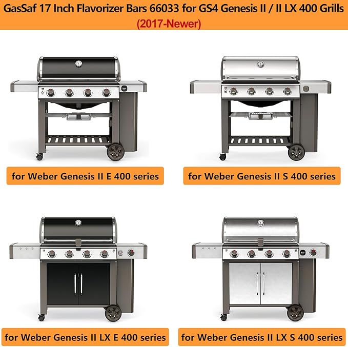 66033 66797 66030 17 Inch Flavorizer Bars for Weber GS4 Genesis II 400 Grills, for Genesis II 410 415 435, Genesis II LX 440, 304 Stainless Steel
