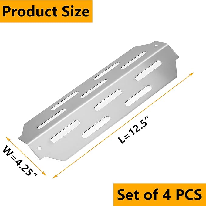 66041 12.5'' Heat Plates/Deflectors for Weber GS4 Genesis II/LX 400 Series, Genesis II E410/S410, II E435/S435, II LX S440/E440, II LX SE440, 4PCS