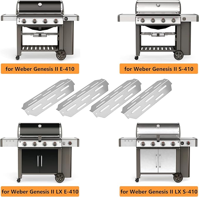 66041 12.5'' Heat Plates/Deflectors for Weber GS4 Genesis II/LX 400 Series, Genesis II E410/S410, II E435/S435, II LX S440/E440, II LX SE440, 4PCS