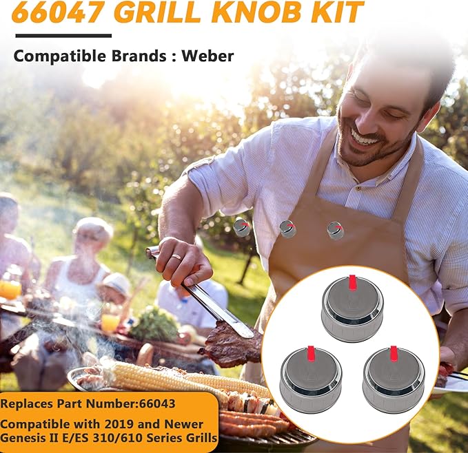 66047 3 Piece Knob Kit Fits for 2019 and Newer Genesis II E/ES 310/610 Series Grills