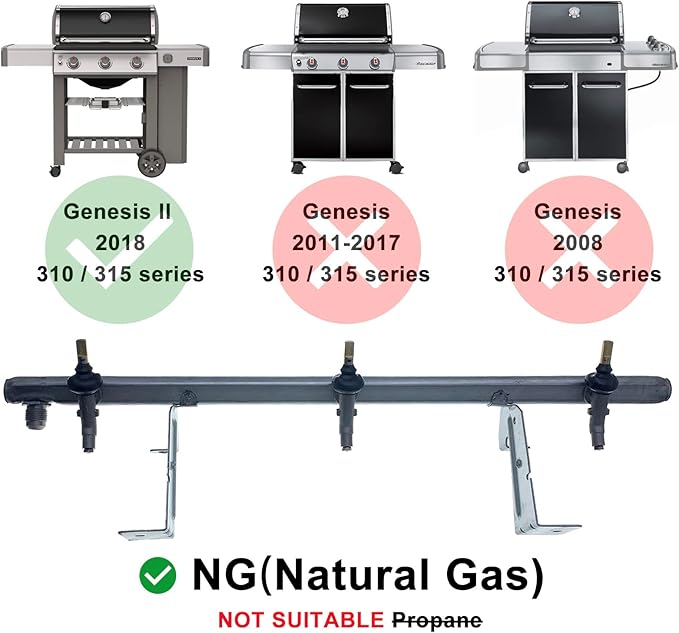 Gas Grill Manifold Valve Assembly Replacement Parts 66307 for Weber Genesis II E-310 S-310 SE-310 E-315 S-315 SE-315 (Natural Gas(NG))