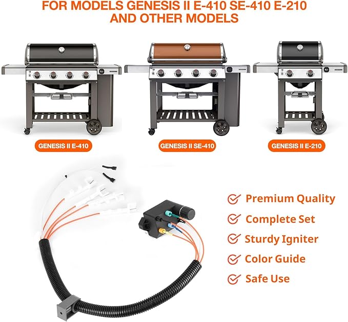 Replacement Igniter Parts for Weber 66355 , Gas Grill Igniter Kit for Weber Genesis II 410 & 210 Series Gas Grills(Model Years 2017 and Newer)