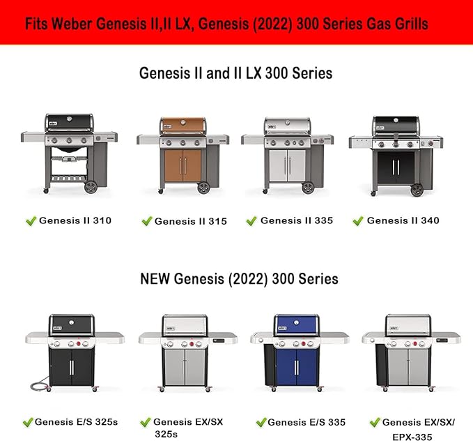 66032 66795 Flavorizer Bars for Weber Genesis II/LX 300 Genesis II E-310, II S-310, II E-330, II E-335, II S-335, II LX S/E-340, Porcelain Enameled