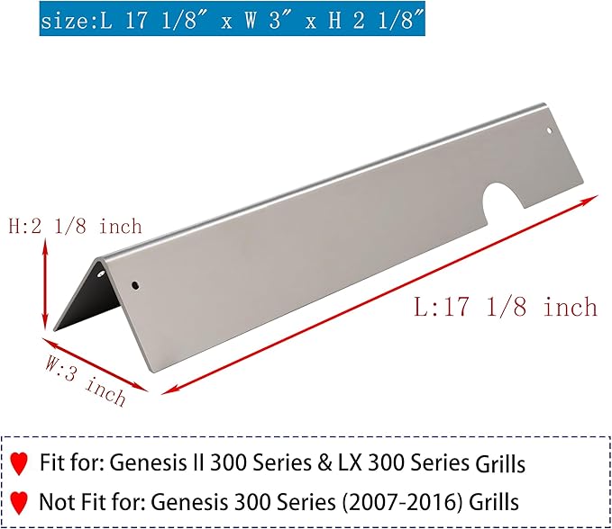 66032 66795 17" Flavorizer Bars for Weber Genesis II/LX 300 Series Genesis II E-310, E-315, E-330, E-335, S-335, LX S/E-340 (2017 and Newer), Set of 5