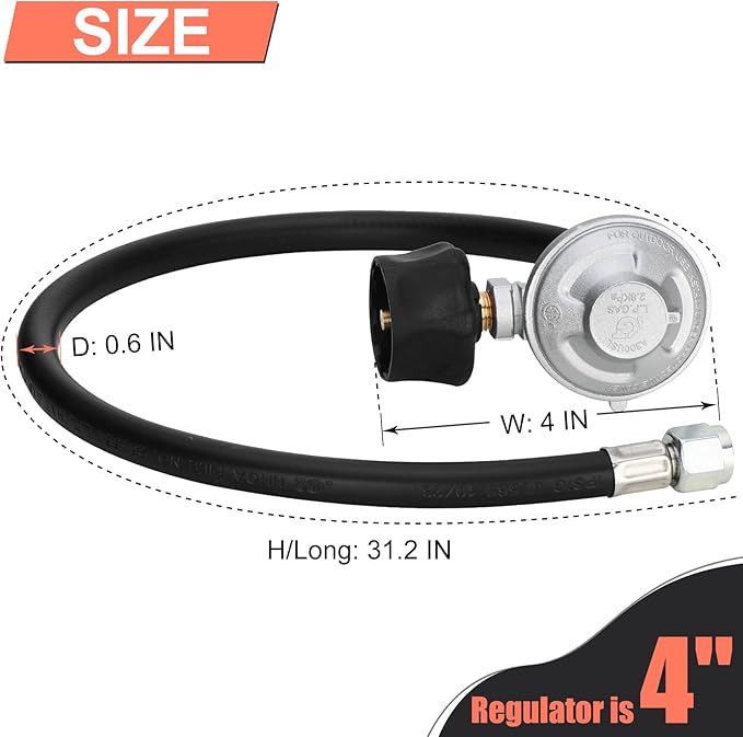 Upgraded 67069 25" QCC1 Hose and Regulator kit, for Weber Spirit II (2017-2019), Genesis II 210/LX 240, and Genesis II 300/400 (2017-2019) Gas Grills