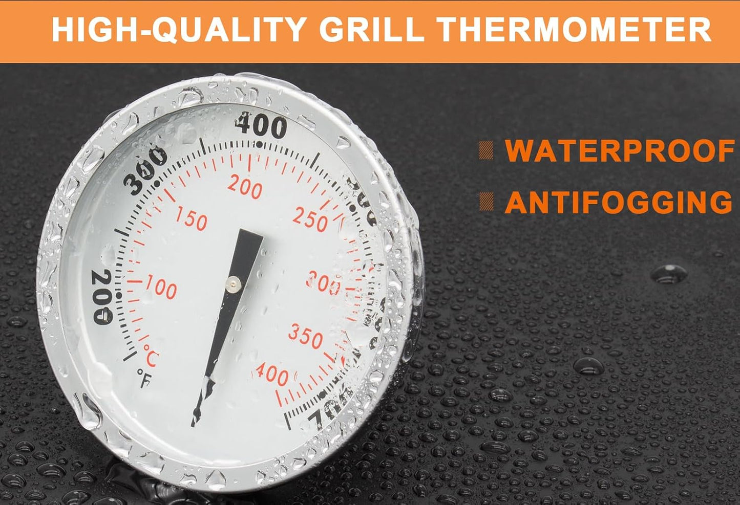 67088 67731 Accurate Lid Grill Thermometer for Weber Genesis GS4 2 &Summit SER, Weber Genesis E310 E330 S330, 2 3/8" dia