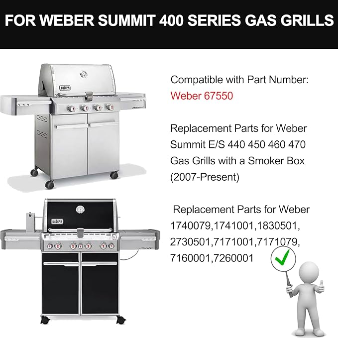 67550 19.2” Stainless Steel Cooking Grates for Weber Summit E-440, S-440, E-450, S-450, E-460, S-460, E-470, S-470 and Charmglow 720-0304, 2-Pack