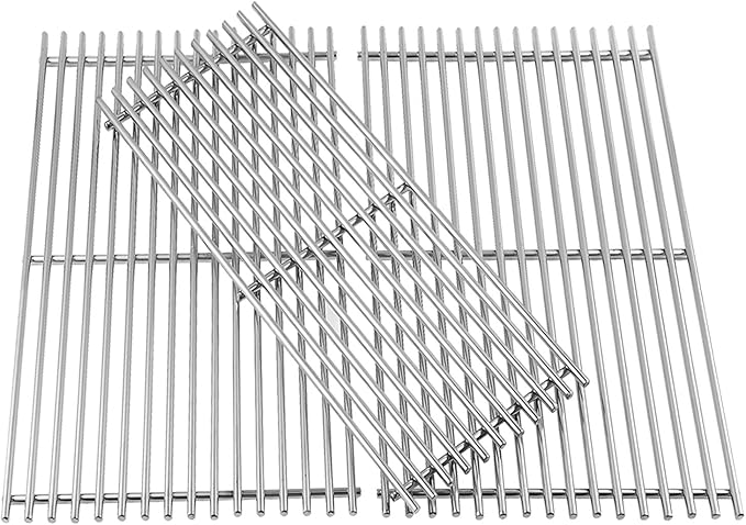 67552 7MM Solid Stainless Steel Cooking Grates Replacement Parts for Weber Summit 600 Series Summit E/S 640 650 660 670 Gas Grills with a Smoker Box