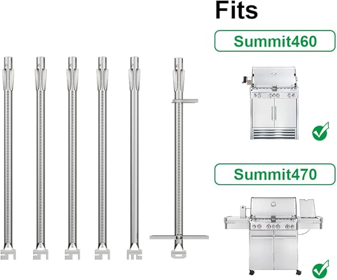 67557 Grill Burner Tubes for Weber Summit 460 470 Gas Grills, Replacement for Weber Summit Burner Tubes, 6 Pack
