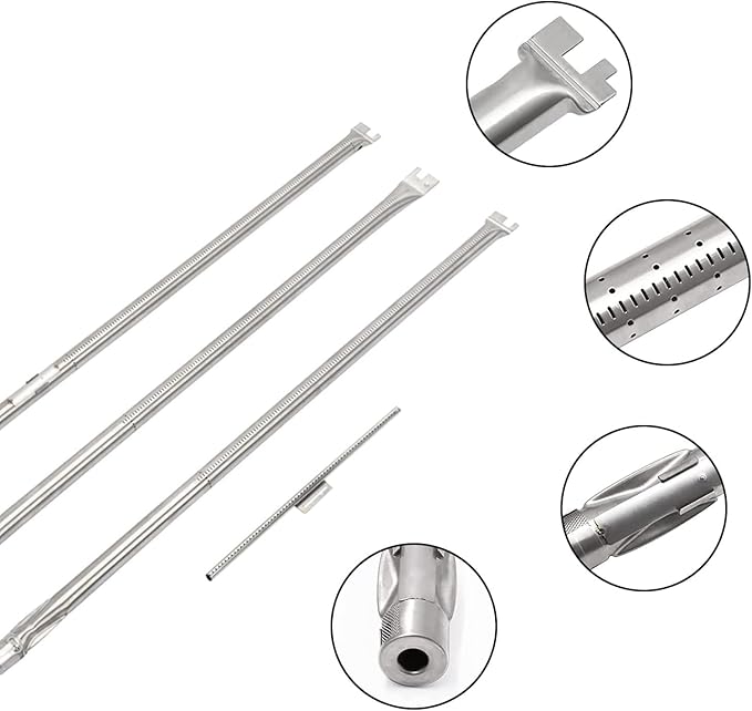 Grill Burner for Weber Genesis 300 Series (2007-2010)with Side Control Knobs, Stainless Steel Grill Burner Tube Set Replacement for Weber 67722 67820