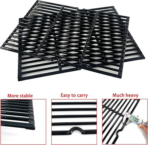 18 1/4 Inch Grid Grate Replacement for Charbroil, Coleman, Kenmore, Master Forge, Thermos, Uniflame, Master Forge and Others, 2 PCS Porcelain Coated Cast Iron Cooking Grid