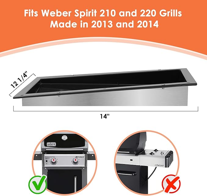 69803 Grease Tray for Weber Spirit 210 and 220, Drip Pan Tray for Weber Spirit 210 and 220 (2013 and 2014), Spirit S210 S215 S220 E210 E215 E220