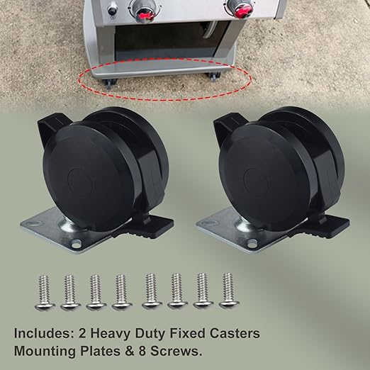 69827 Fixed Caster Compatible with Weber Gas Grills (2013-2017/2019) for Spirit 200/300 Series Grills, Fixed Caster Wheel with Screws 2 Pack
