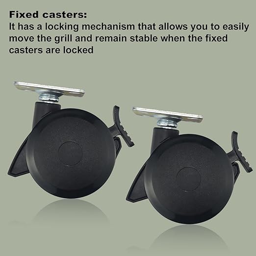 69827 Fixed Caster Compatible with Weber Gas Grills (2013-2017/2019) for Spirit 200/300 Series Grills, Fixed Caster Wheel with Screws 2 Pack