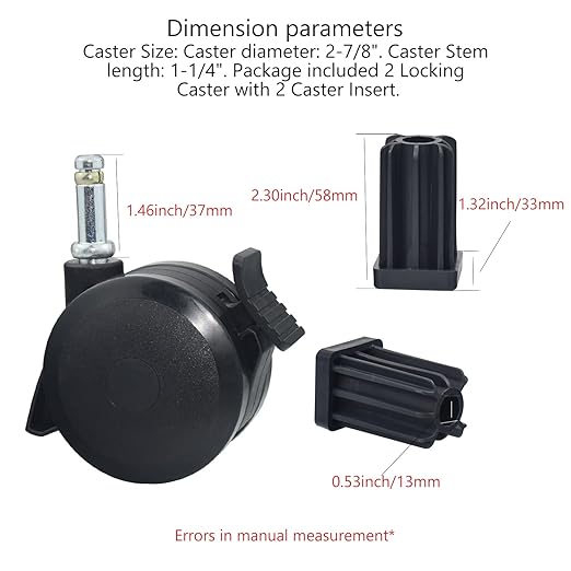70360 Locking Caster with Insert for Weber Spirit Series 2009-2012, Genesis Series 2007-2011, 2 Pack (Caster Diameter 2-7/8")