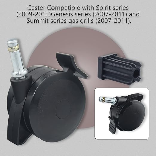 70360 Locking Caster with Insert for Weber Spirit Series 2009-2012, Genesis Series 2007-2011, 2 Pack (Caster Diameter 2-7/8")