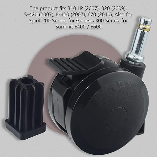 70360 Locking Caster with Insert for Weber Spirit Series 2009-2012, Genesis Series 2007-2011, 2 Pack (Caster Diameter 2-7/8")