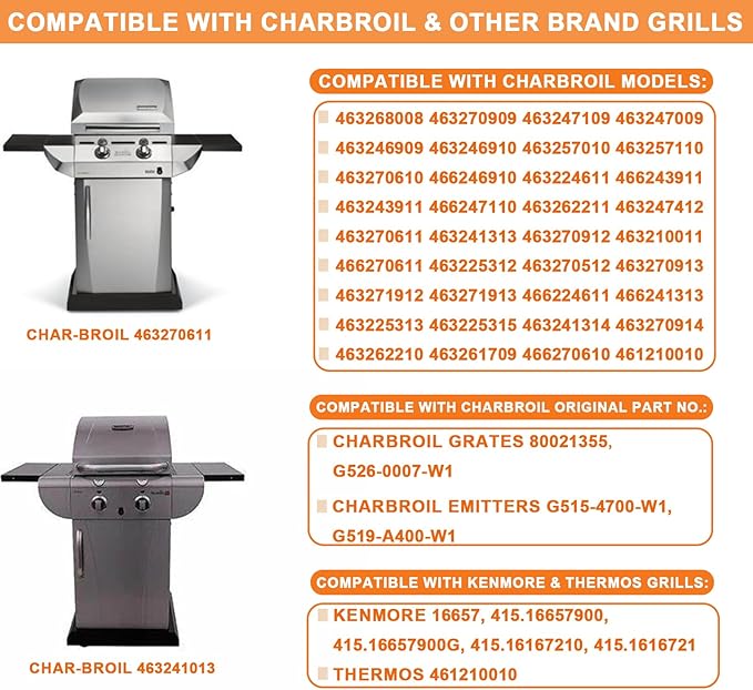 18 7/16" Emitter Plates & Infrared Grill Grates Replacement Parts for G515-4700-W1 G519-A400-W1 & G526-0007-W1 Charbroil Tru-Infrared 463270915, 463246909, 463246910, 463247009, 463247109, 3PCS Set