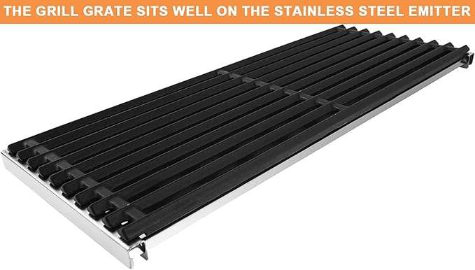18 7/16" Emitter Plates & Infrared Grill Grates Replacement Parts for G515-4700-W1 G519-A400-W1 & G526-0007-W1 Charbroil Tru-Infrared 463270915, 463246909, 463246910, 463247009, 463247109, 3PCS Set