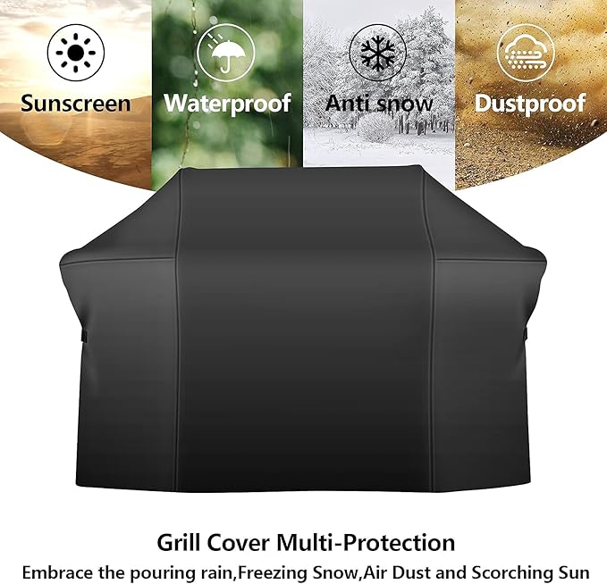 7109 75 Inch Grill Cover, Heavy Duty Waterproof Barbecue Gas Grill Cover for Weber Summit 600, Char-Broil Nexgrill Brinkmann, Windproof BBQ Cover