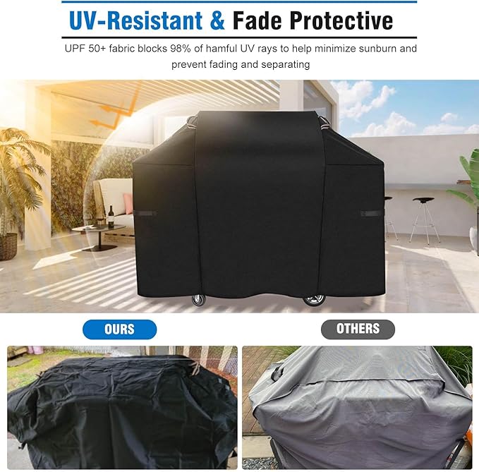 Heavy Duty 58 Inch Grill Cover for Weber Genesis 300 & Genesis II 300 Series 7130 Grills,600D Rip-Proof Material,Waterproof UV, Compared to Weber 7130
