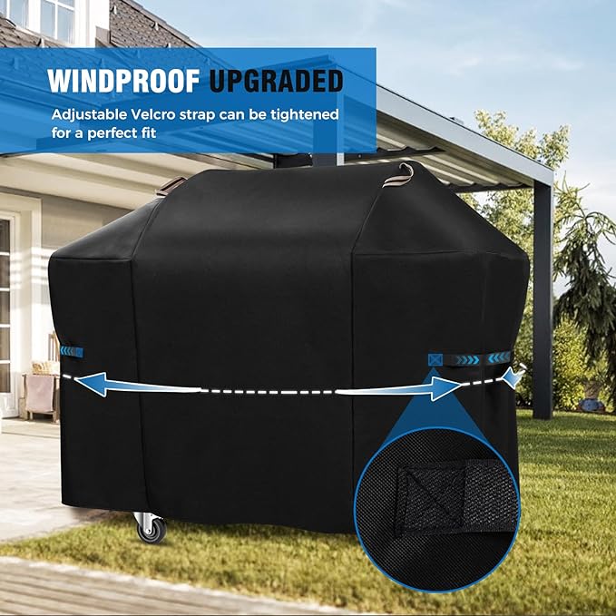 Heavy Duty 58 Inch Grill Cover for Weber Genesis 300 & Genesis II 300 Series 7130 Grills,600D Rip-Proof Material,Waterproof UV, Compared to Weber 7130