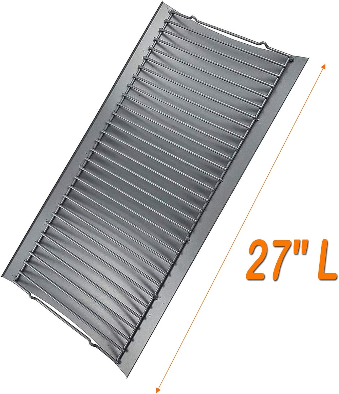 27 inch Ash pan for Chargriller 1224 1324 2121 2222 2727 2828 2929 Charcoal Grill, Fire Grate Replacement Part with 2pcs Fire Grate Hanger, Porcelain-coated Steel 27" Drip Pan
