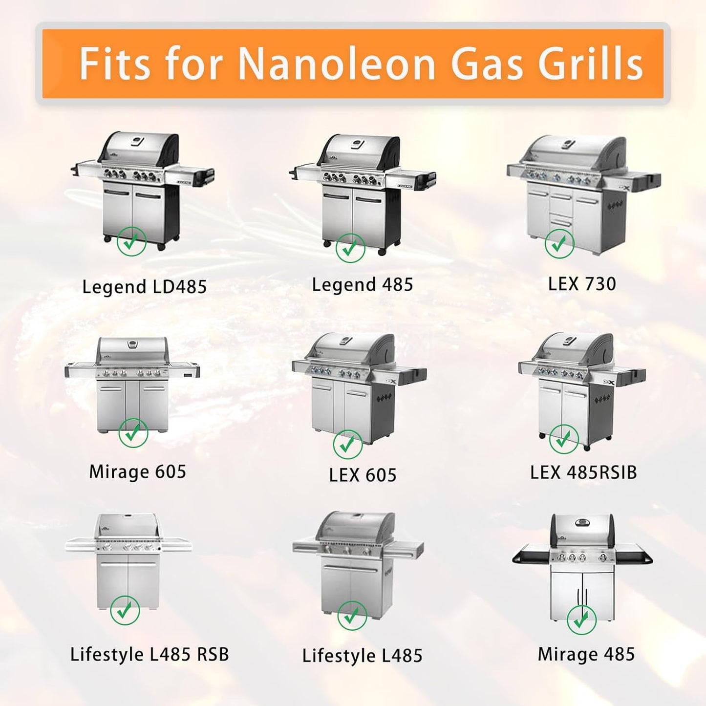 Grill Replacement Parts for Napoleon LEX485/605/730 LE LD485 Series Grills S81001, 4 Pack Grill Burner and Heat Plates, Stainless Steel Repair Kit