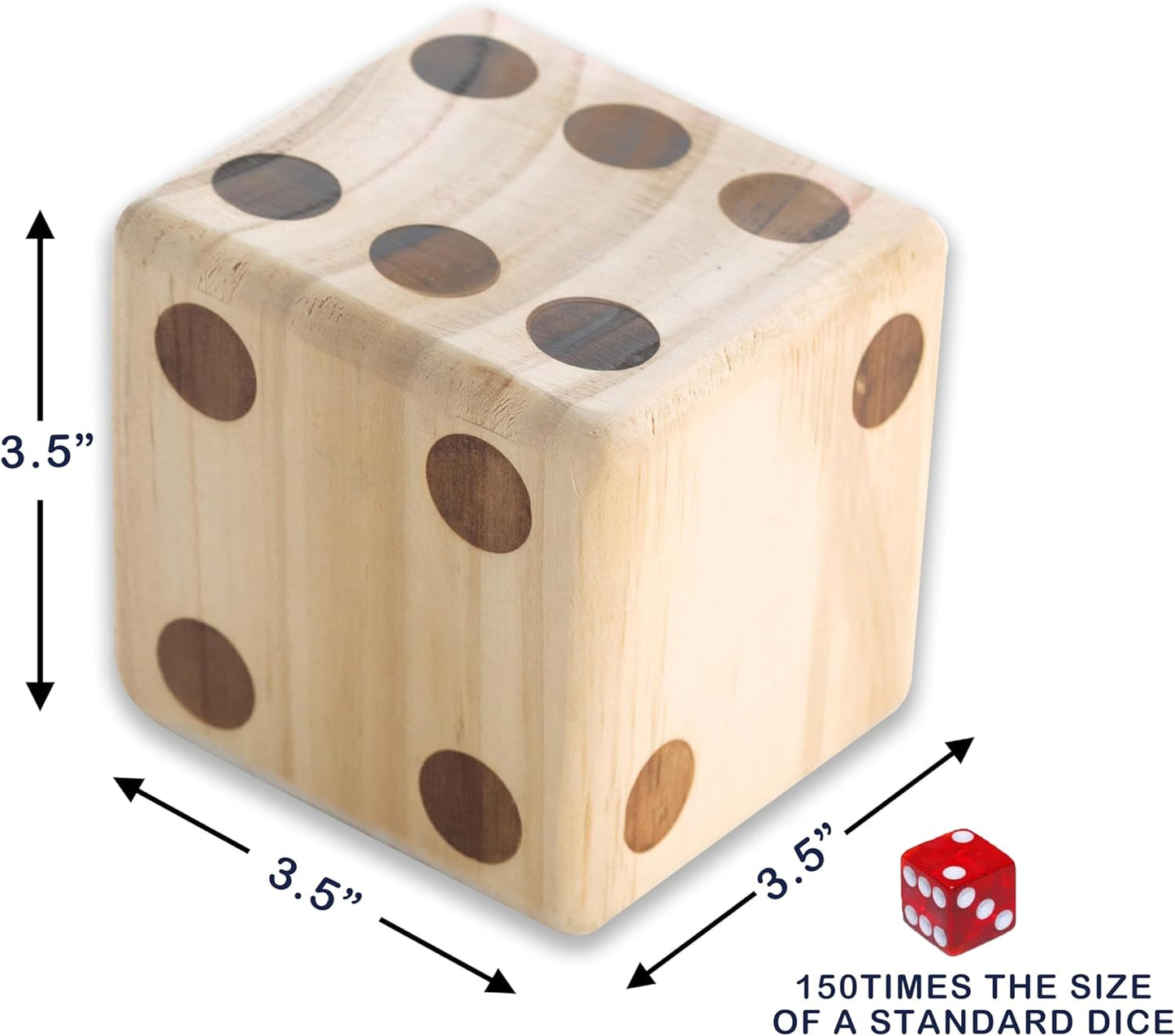 3.5" Giant Wooden Yard Dice, Outdoor Games Set of 6 with Two Games Party Lawn Games