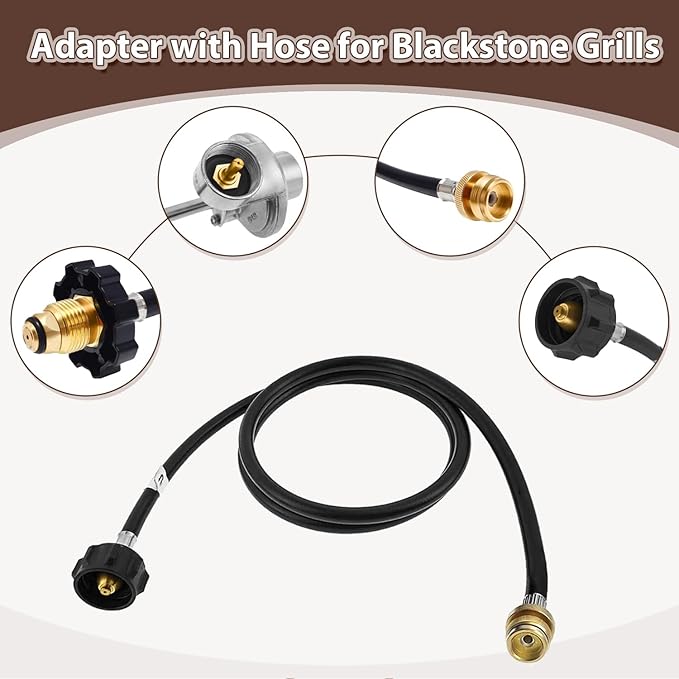 Griddle Regulator with 6FT Propane Adapter Hose for Blackstone 17/22 Inch Tabletop Griddles Gas Regulator Fit for CharBroil 19952085 Propane Regulator for Pit Boss 22" Grill Griddle Parts